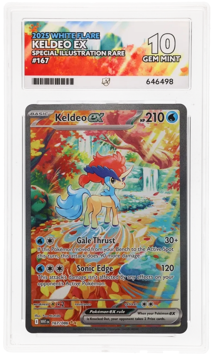 2025 WHITE FLARE KELDEO EX SPECIAL ILLUSTRATION RARE #167 ACE GEM MINT 10
