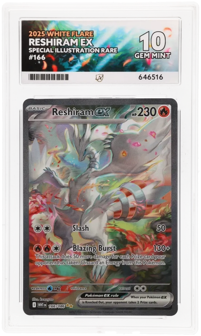 2025 WHITE FLARE RESHIRAM EX SIR #166 ACE GEM MINT 10