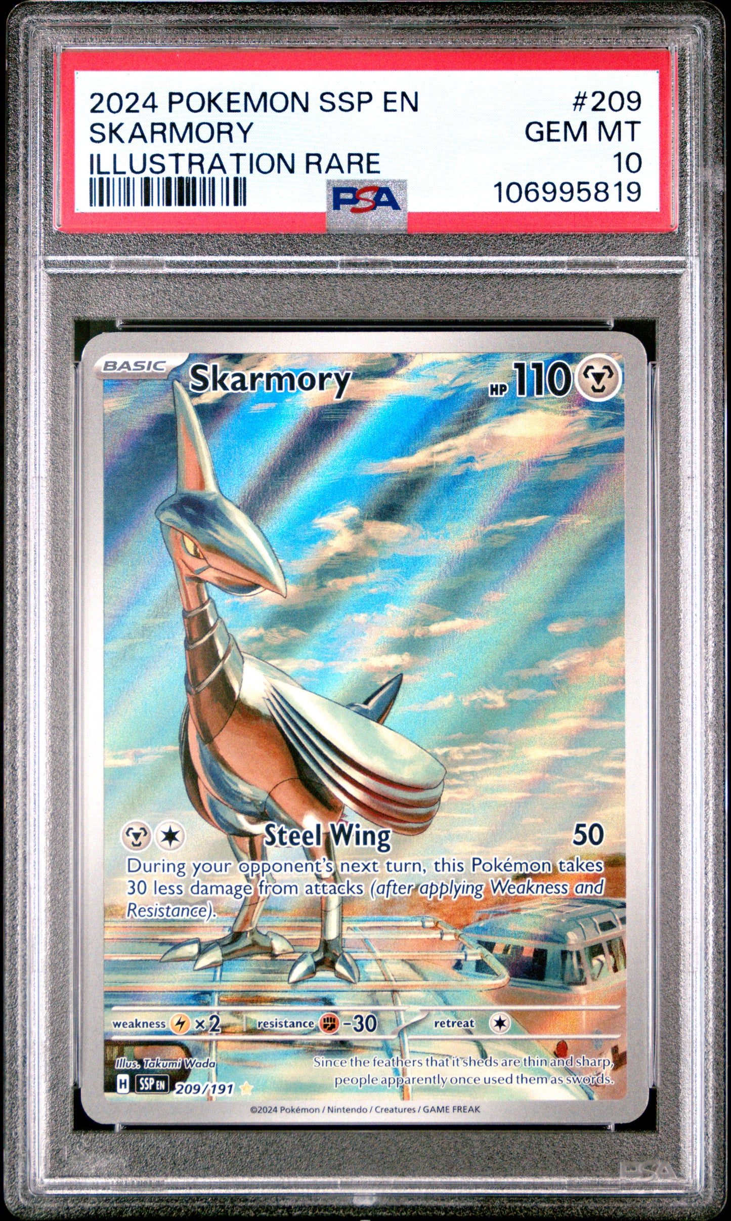 2024 POKEMON SSP EN-SURGING SPARKS #209 SKARMORY ILLUSTRATION RARE PA 10