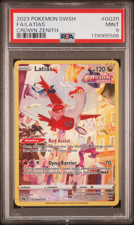 2023 POKEMON SWORD AND SHIELD CROWN ZENITH #GG20 FA/LATIAS PSA 9