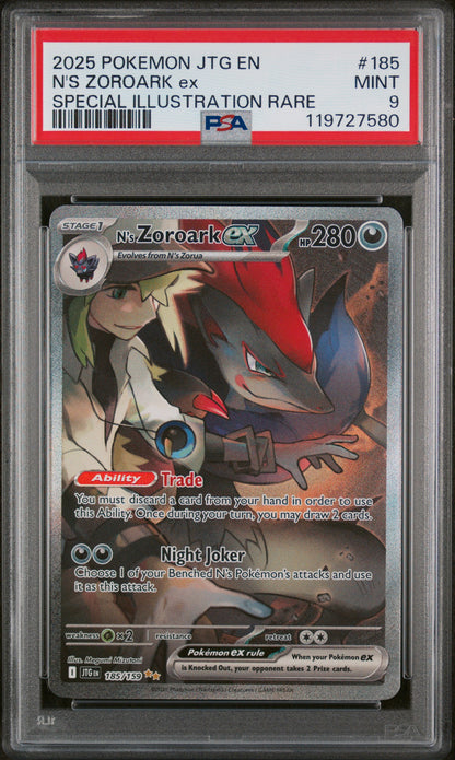 2025 POKEMON JTG EN-JOURNEY TOGETHER #185 N'S ZOROARK ex SIR PSA 9
