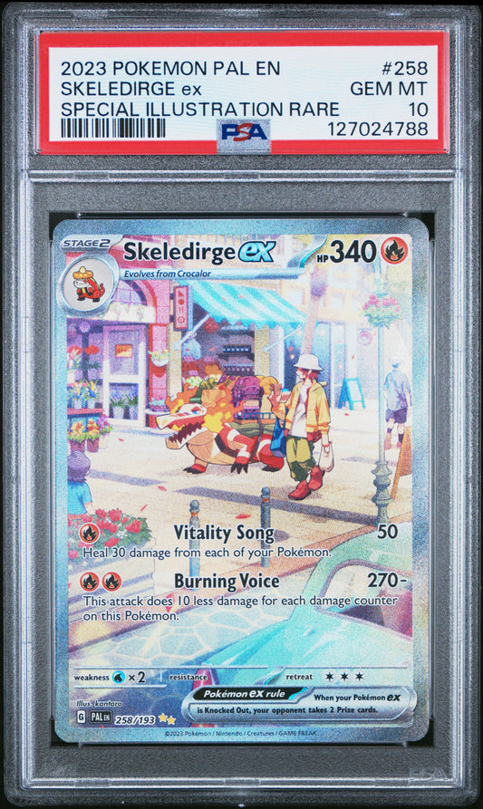 2023 POKEMON PAL EN-PALDEA EVOLVED #258 SKELEDIRGE ex SIR PSA 10