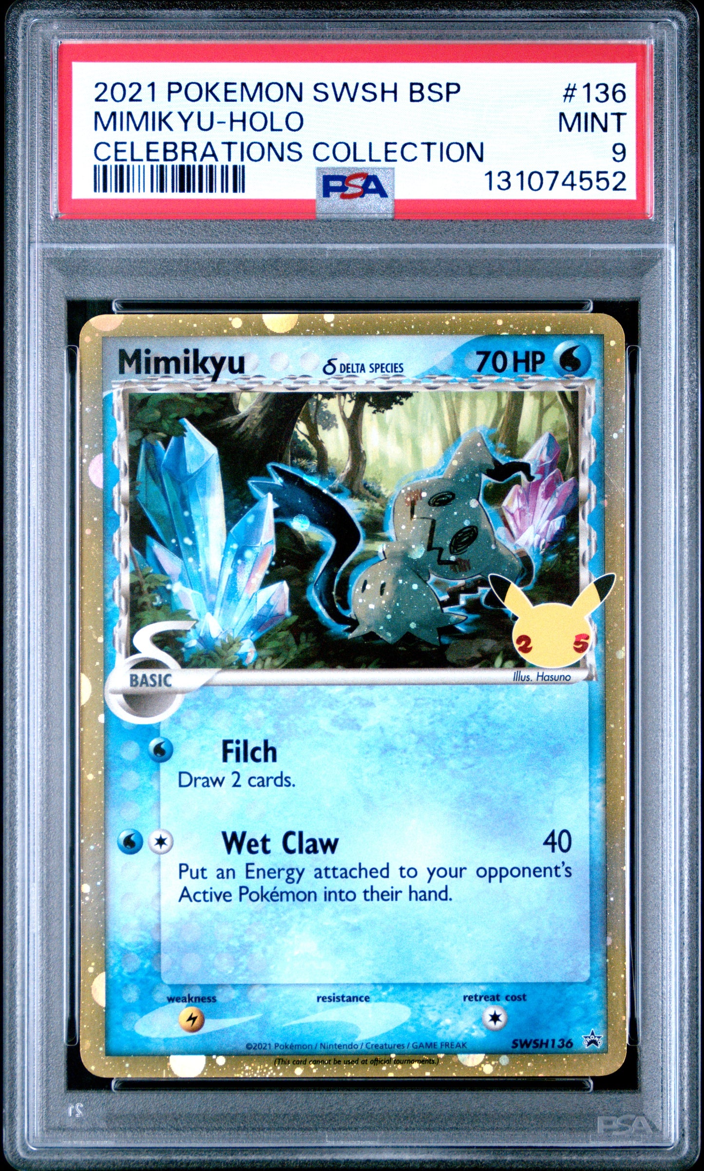 2021 POKEMON SWSH MIMIKYU - HOLO CELEBRATIONS COLLECTION PSA 9