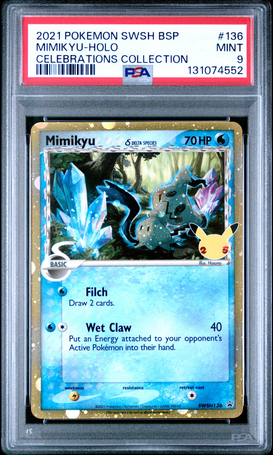 2021 POKEMON SWSH MIMIKYU - HOLO CELEBRATIONS COLLECTION PSA 9