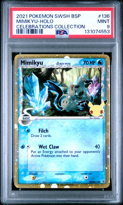 2021 POKEMON SWSH MIMIKYU - HOLO CELEBRATIONS COLLECTION PSA 9