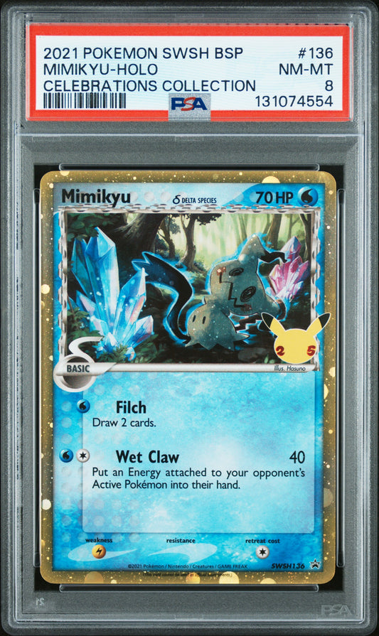 2021 POKEMON SWSH MIMIKYU - HOLO CELEBRATIONS COLLECTION PSA 8