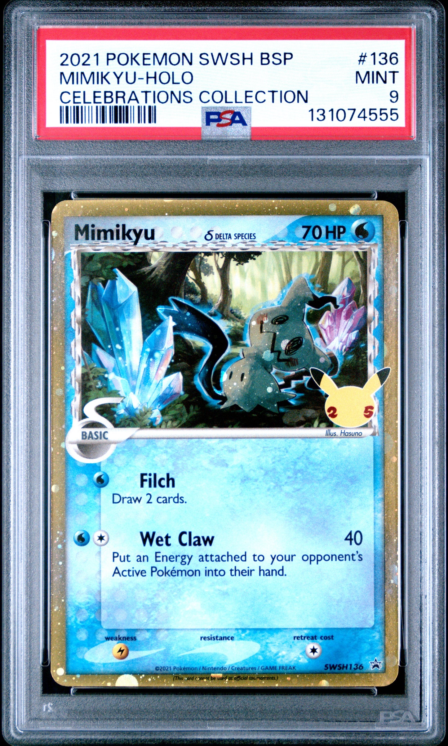 2021 POKEMON SWSH MIMIKYU - HOLO CELEBRATIONS COLLECTION PSA 9