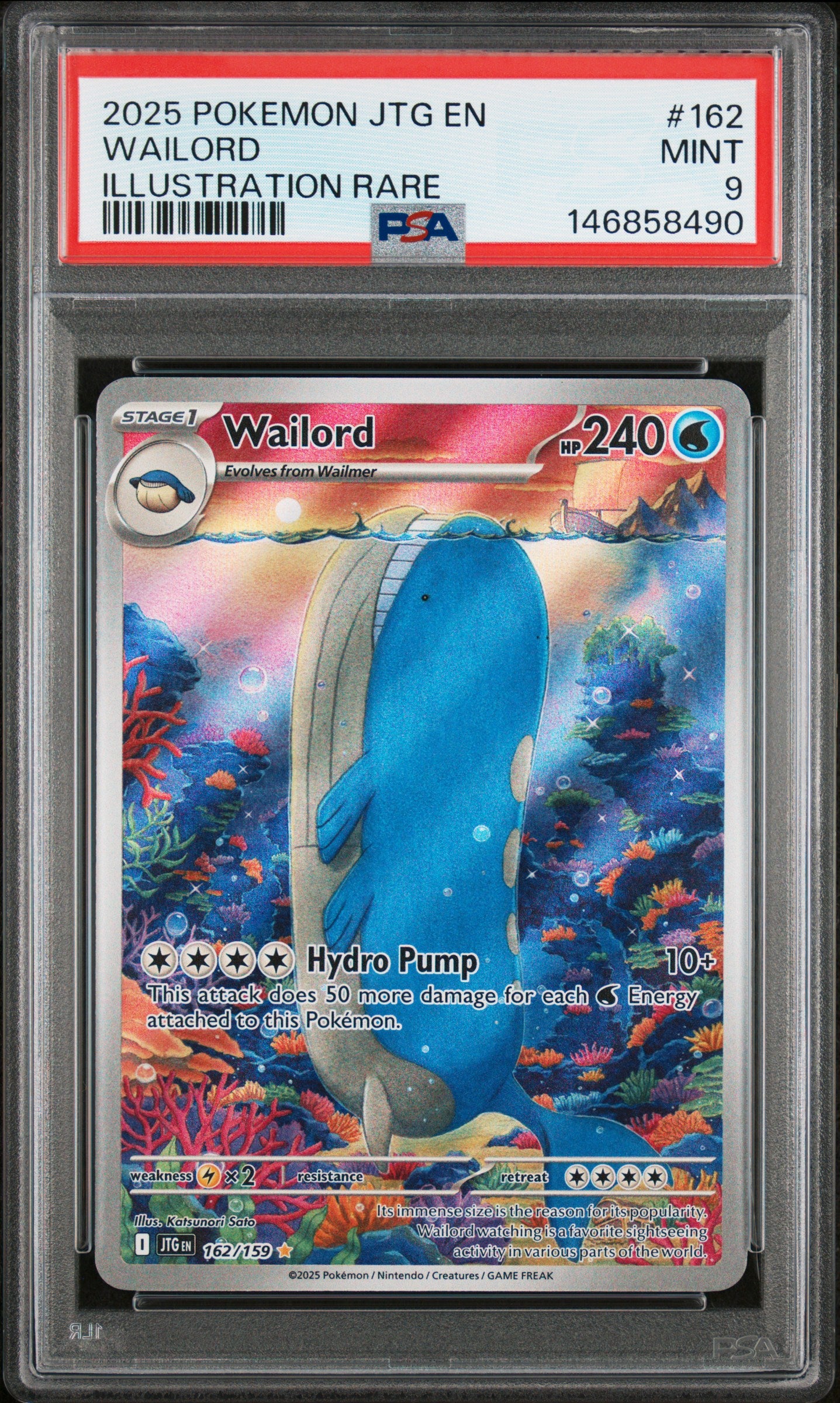2025 POKEMON JTG EN-JOURNEY TOGETHER #162 WAILORD ILLUSTRATION RARE PSA 9