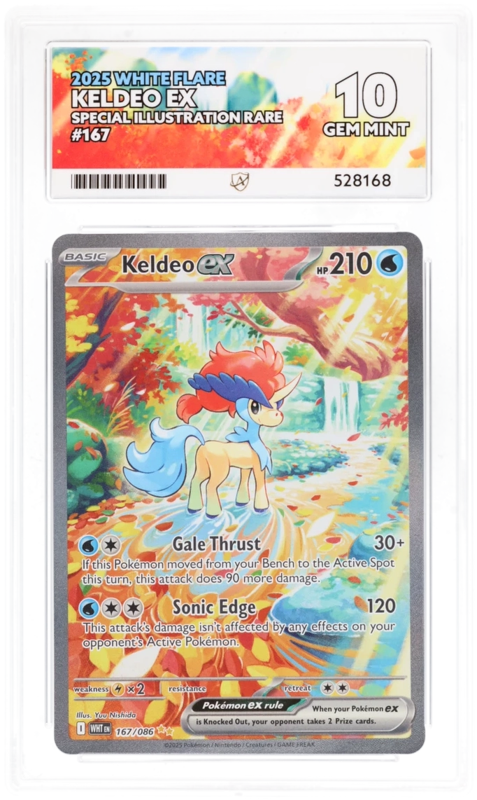 2025 WHITE FLARE KELDEO EX SPECIAL ILLUSTRATION RARE #167 ACE GEM MINT 10