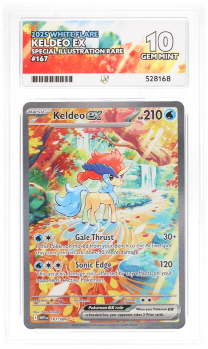 2025 WHITE FLARE KELDEO EX SPECIAL ILLUSTRATION RARE #167 ACE GEM MINT 10