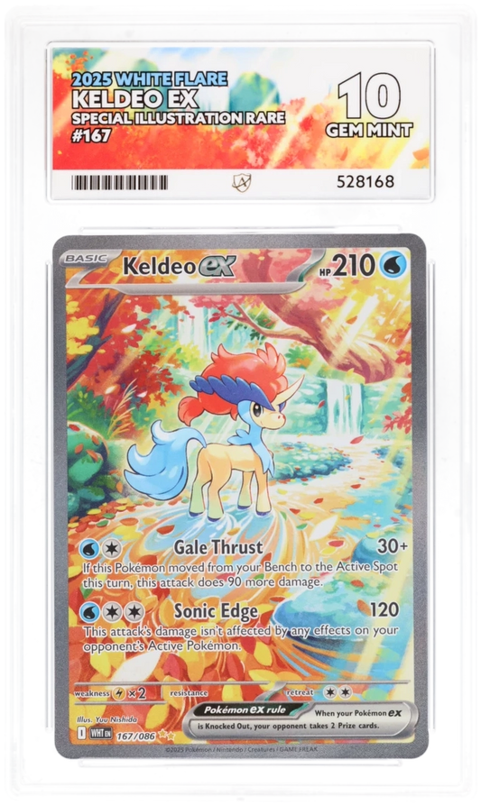 2025 WHITE FLARE KELDEO EX SPECIAL ILLUSTRATION RARE #167 ACE GEM MINT 10