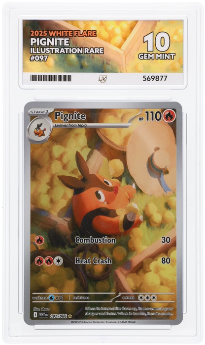 2025 WHITE FLARE PIGNITE ILLUSTRATION RARE #097 ACE GEM MINT 10