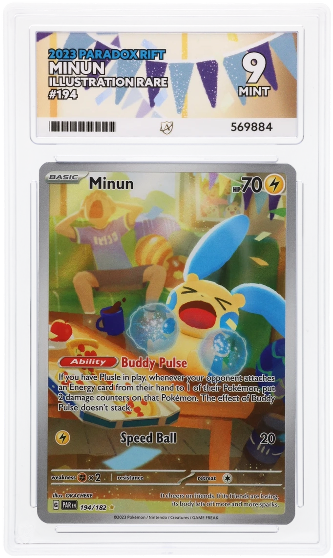 2023 PARADOX RIFT MINUN ILLUSTRATION RARE #194 ACE MINT 9