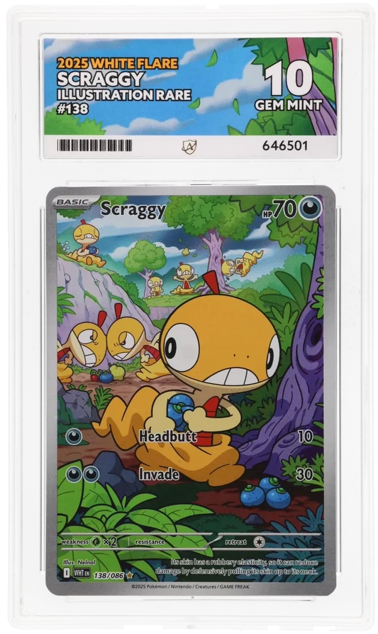 2025 WHITE FLARE SCRAGGY ILLUSTRATION RARE #138 ACE GEM MINT 10