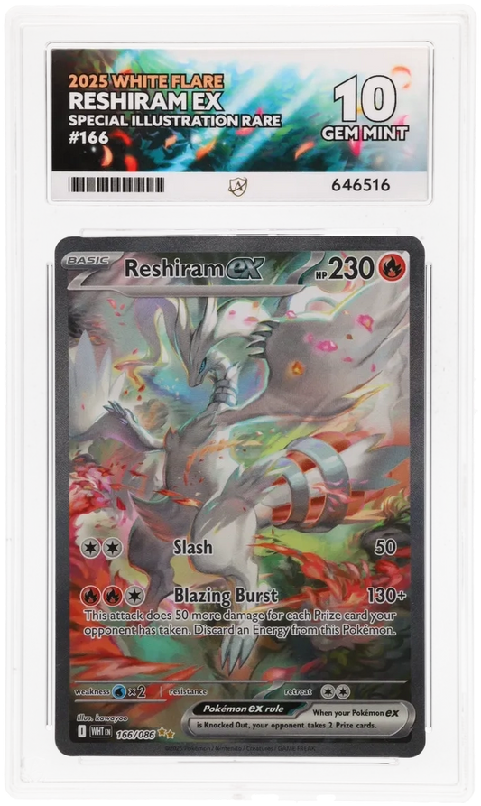 2025 WHITE FLARE RESHIRAM EX SIR #166 ACE GEM MINT 10