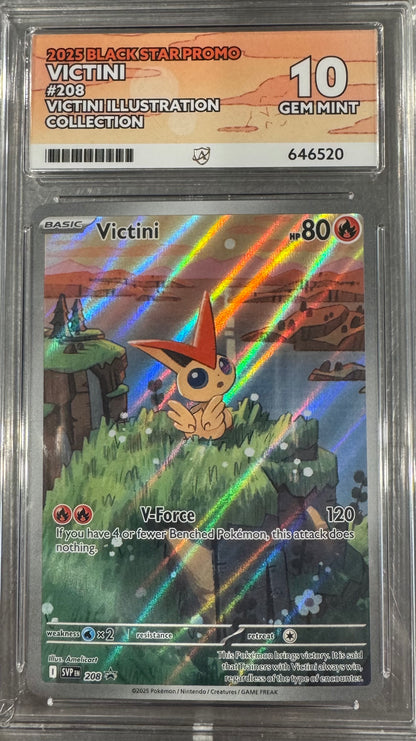 2025 BLACK STAR PROMO VICTINI #208 VICTINI ILLUSTRATION COLLECTION ACE GEM MINT 10