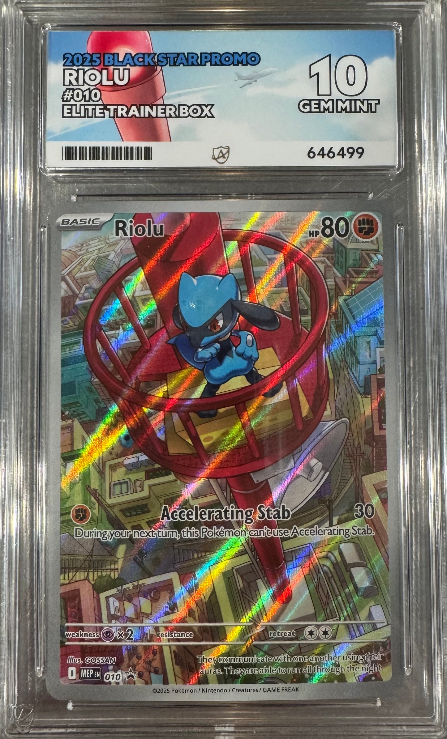 2025 BLACK STAR PROMO RIOLU ELITE TRAINER BOX ACE GEM MINT 10