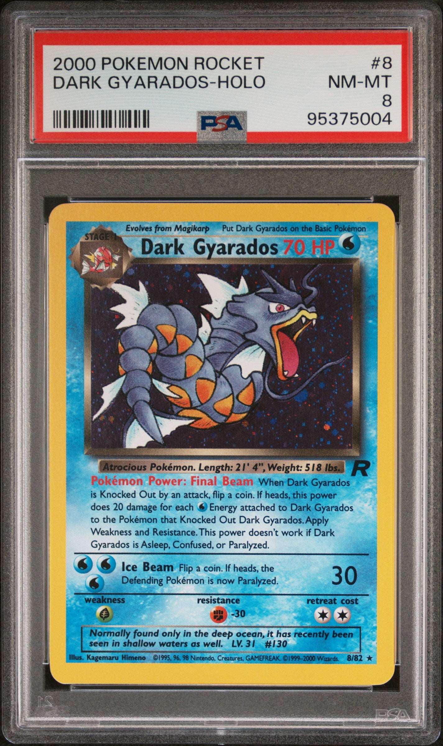 2000 POKEMON ROCKET #8 DARK GYARADOS-HOLO PSA 8