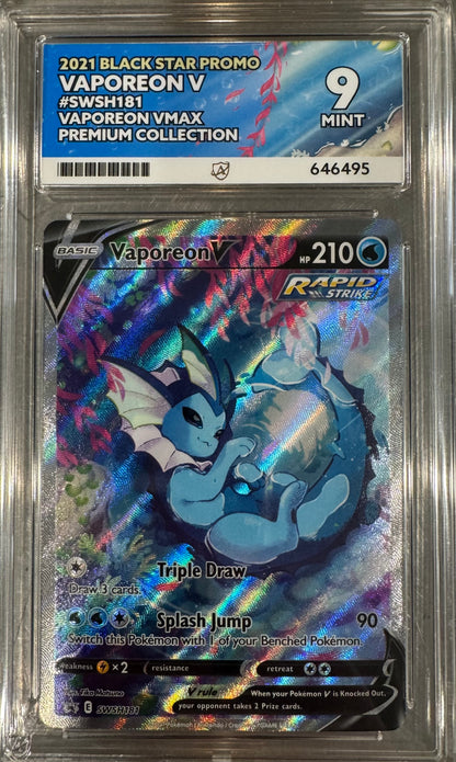 2021 BLACK STAR PROMO VAPOREON V #SWSH181 ACE MINT 9